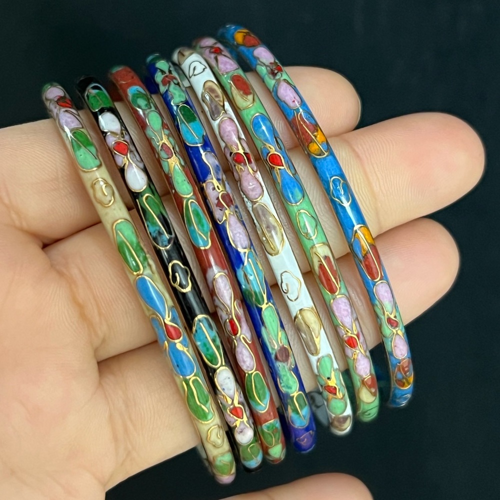 Vintage Cloisonné Bangles Set of 7
